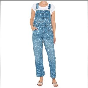 Free People Ziggy Denim Overalls Bleach Splatter